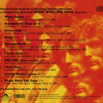 Promo Sampler CD Back
